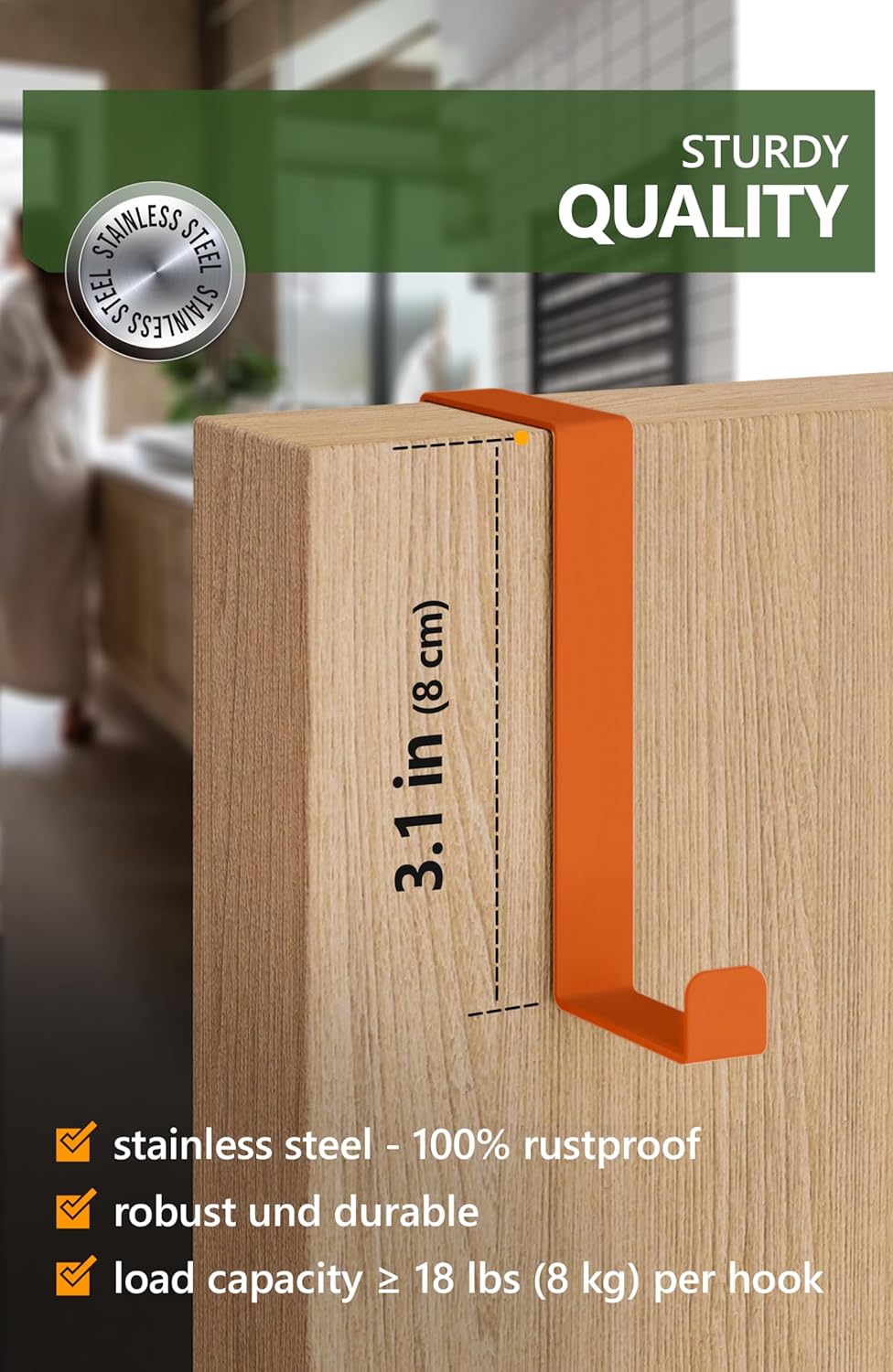 Thumbnail 4 de 4smile over door hooks set of 10, 3.6 to 4.6 cm