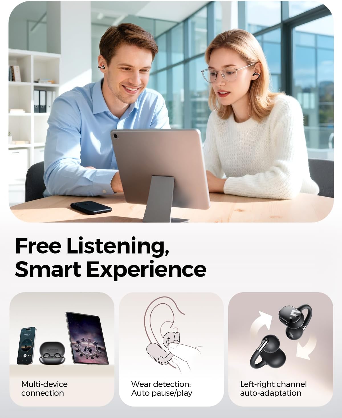 Detalle de SoundPEATS Clip1 Open-Ear Bluetooth 40H
