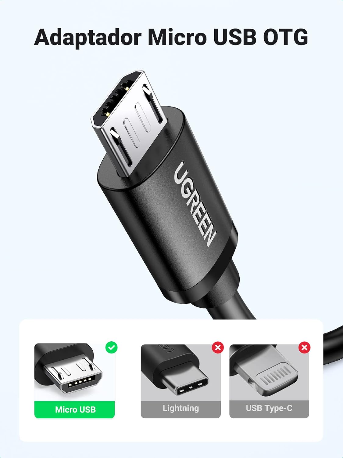 Detalle 2 de UGREEN Cable OTG Micro USB 2.0 Macho a Hembra
