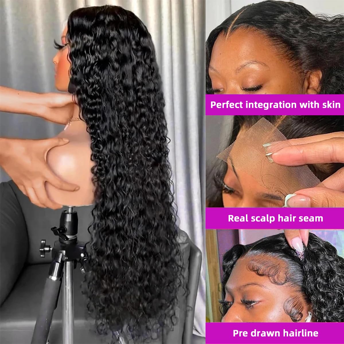 Detalle de Noxlouis 34 Inch Deep Wave Wig 💇♀