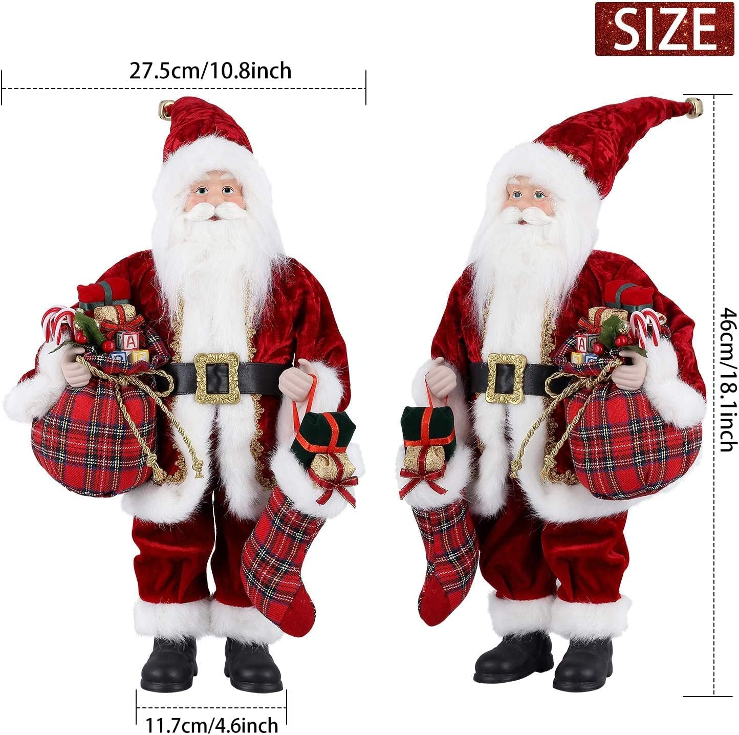 Detalle de Figurine de Père Noël Uten debout rouge, décoration festive 43 cm