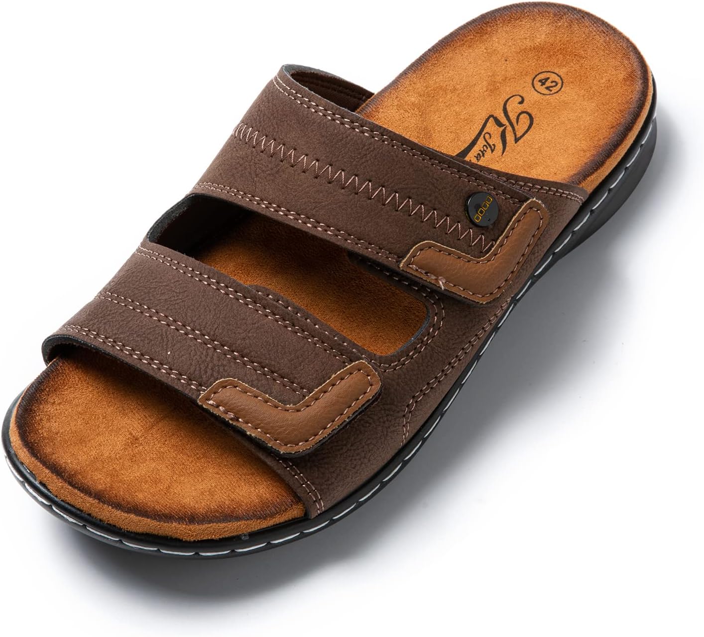 Detalle de JOMIX Sandales Homme en Cuir – Sandales de plage confortables et polyvalentes