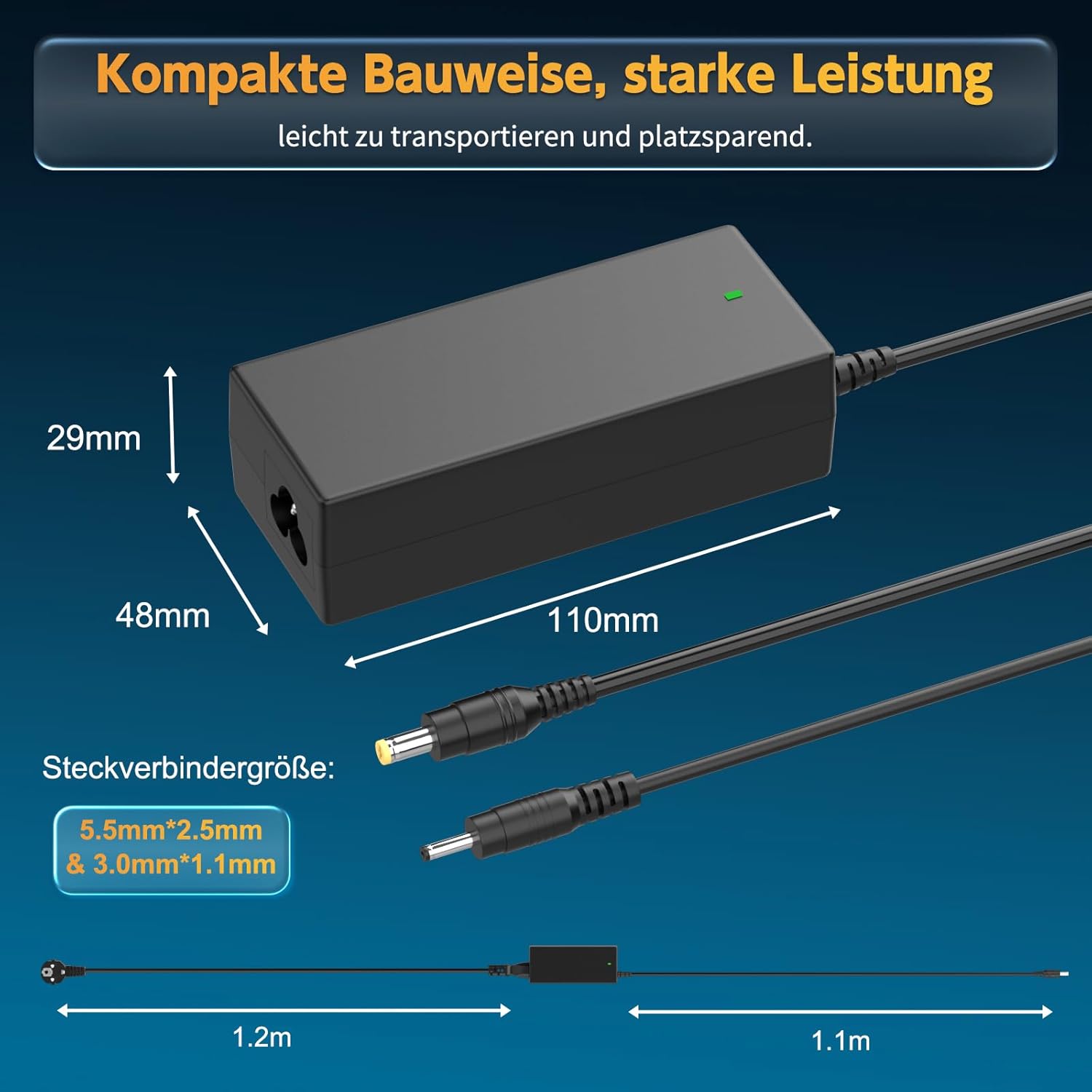 Thumbnail 1 de BIUBOTY 65W Laptop-Netzteil für Acer (19V, 5,5x1,7 mm & 3,0x1,1 mm) – Ladegerät mit 19V/3,42A