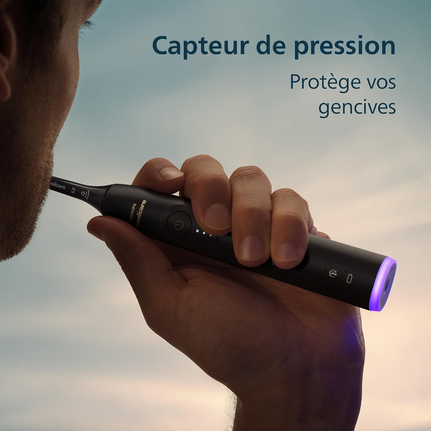 Detalle de Philips Sonicare série 6100 HX7401/12 — brosse à dents électrique noire, 6 réglages et autonomie 21 jours