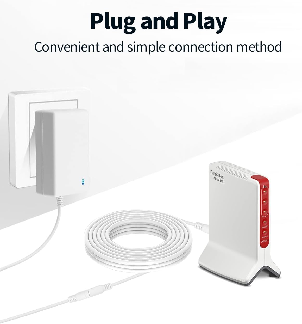 Detalle de 3M DC Verlängerungskabel für AVM Fritz!Box Router – Passend für FRITZ!Box Modelle und Repeater