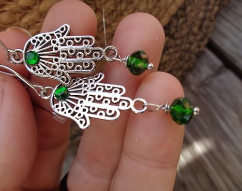 Thumbnail 8 de CRISTALLO VERDE SULLA MANO DI FATIMA - Orecchini unici fatti a mano di Asai Bolivien Ethno Tribal Manufaktur