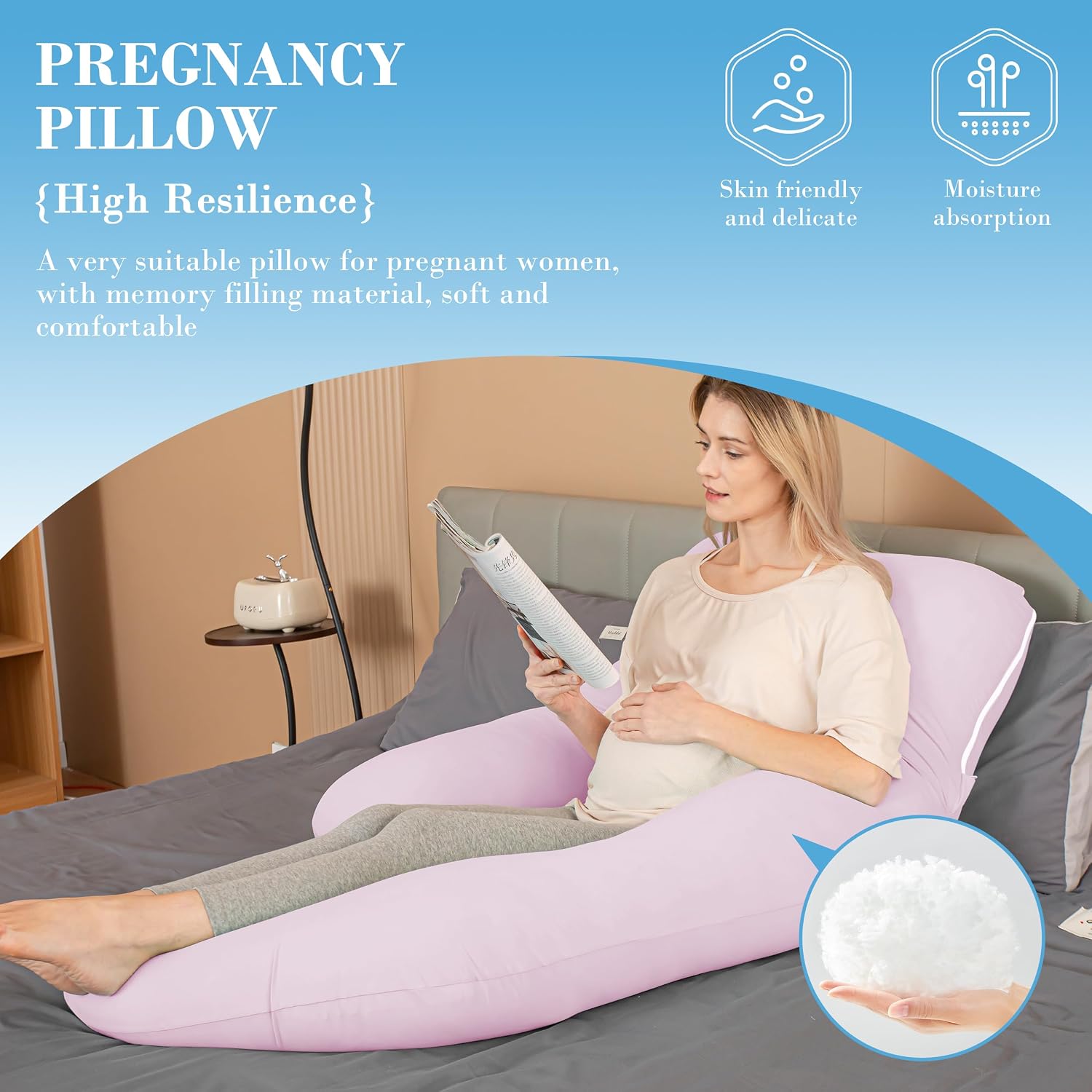 Thumbnail 3 de Cute Castle CC-Cool-Maternity-Purple U-Shaped Pregnancy Pillow, 57-Inch, Purple Cooling Cover