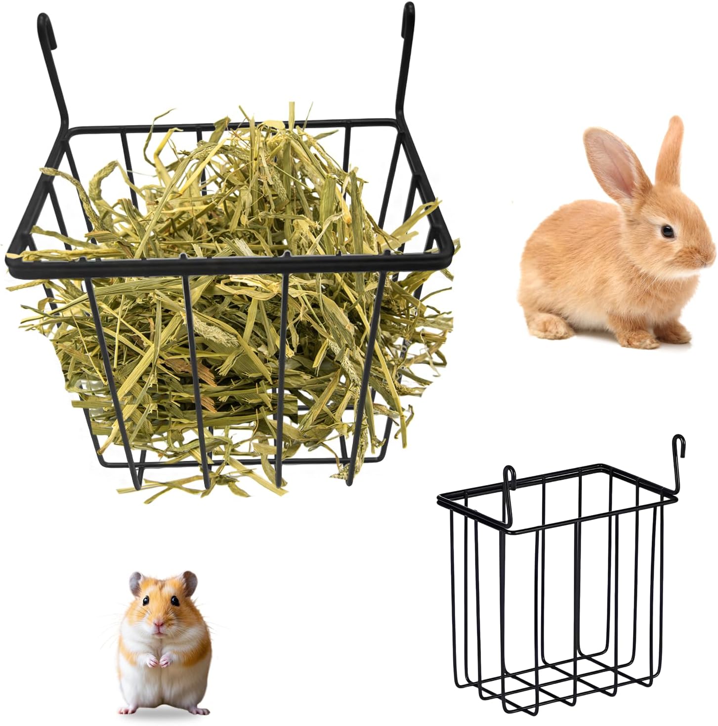 2 PCS Rabbit Hay Feeder and Guinea Pig Hay Feeder – Metal Cage Food Racks