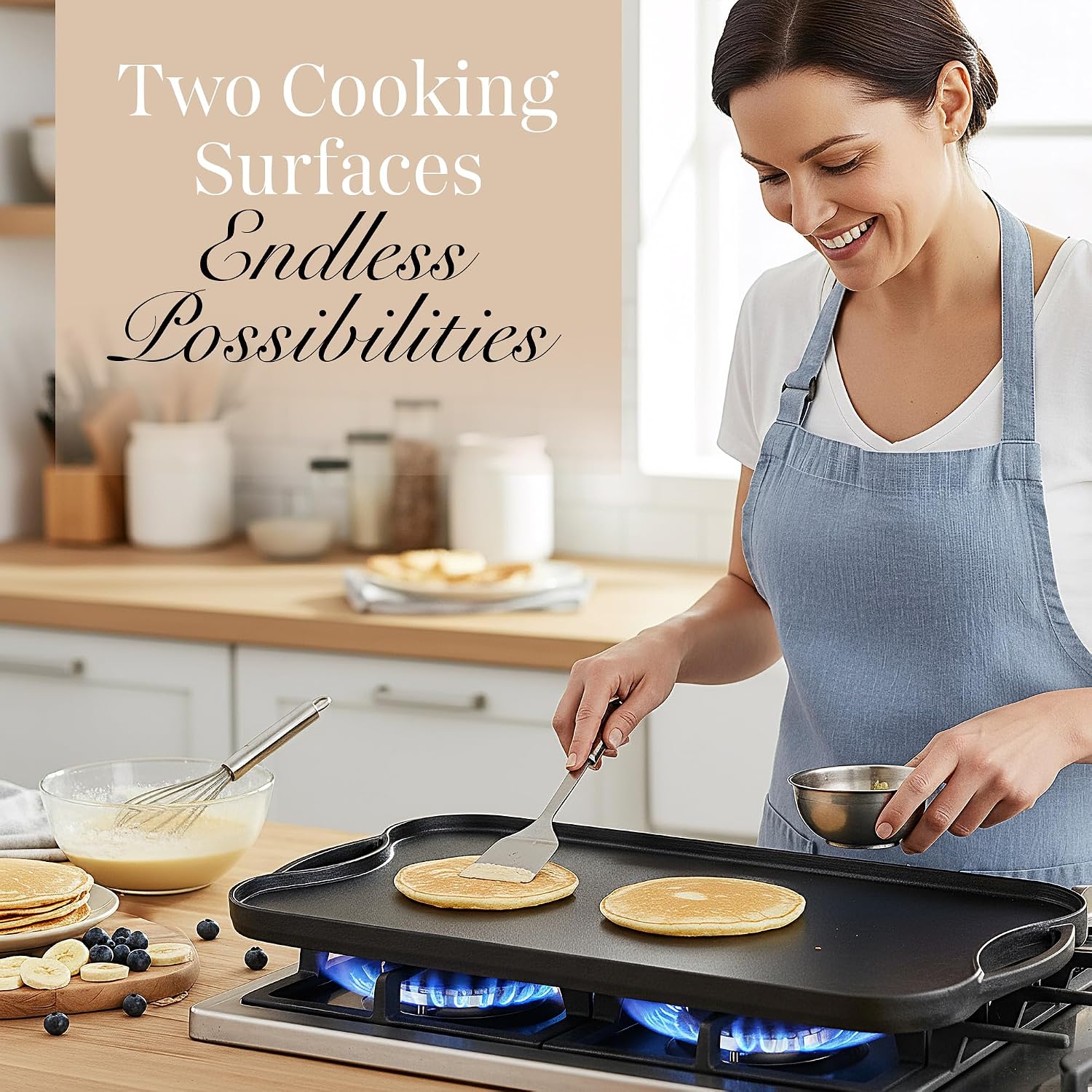 Thumbnail 6 de Nuovva Cast Iron Griddle Pan for Gas Hob & BBQ – Double‑Sided, Pre‑Seasoned