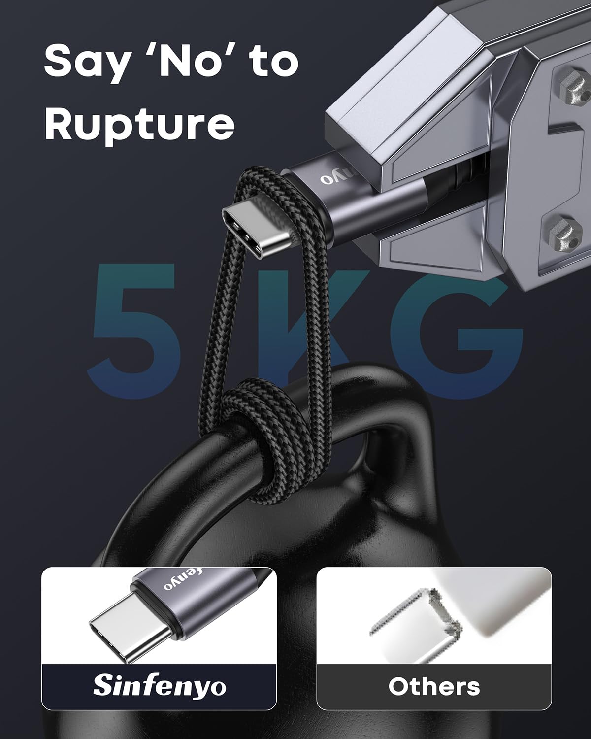 Detalle de USB to USB C Cable 3Pack 3M (Braided) — fast charging USB-A to USB-C for phones, tablets and PS5