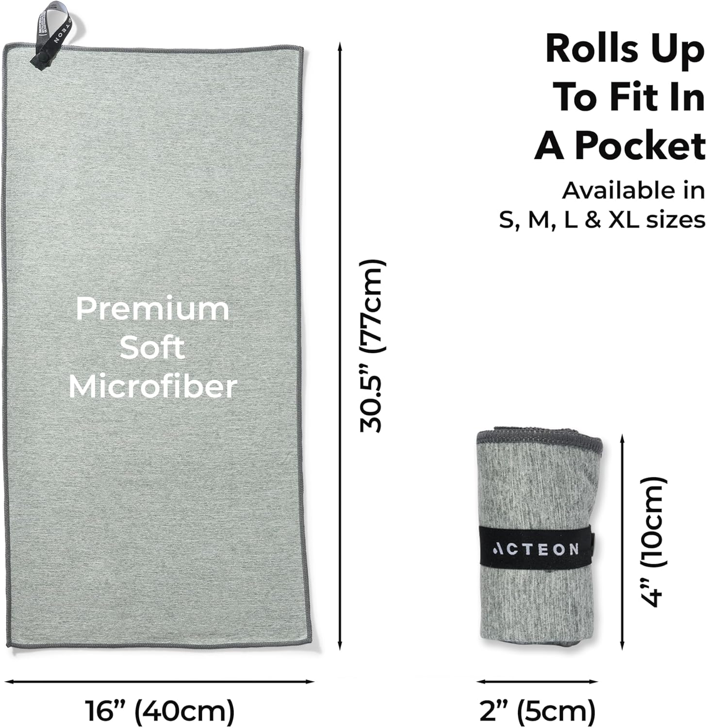 Thumbnail 3 de Acteon Microfiber Gym Towels 5-Pack (Quick-Dry Silver ION), 16x30.5 Inch — Odor-Free Sweat Towels for Gym, Yoga, Running & Travel