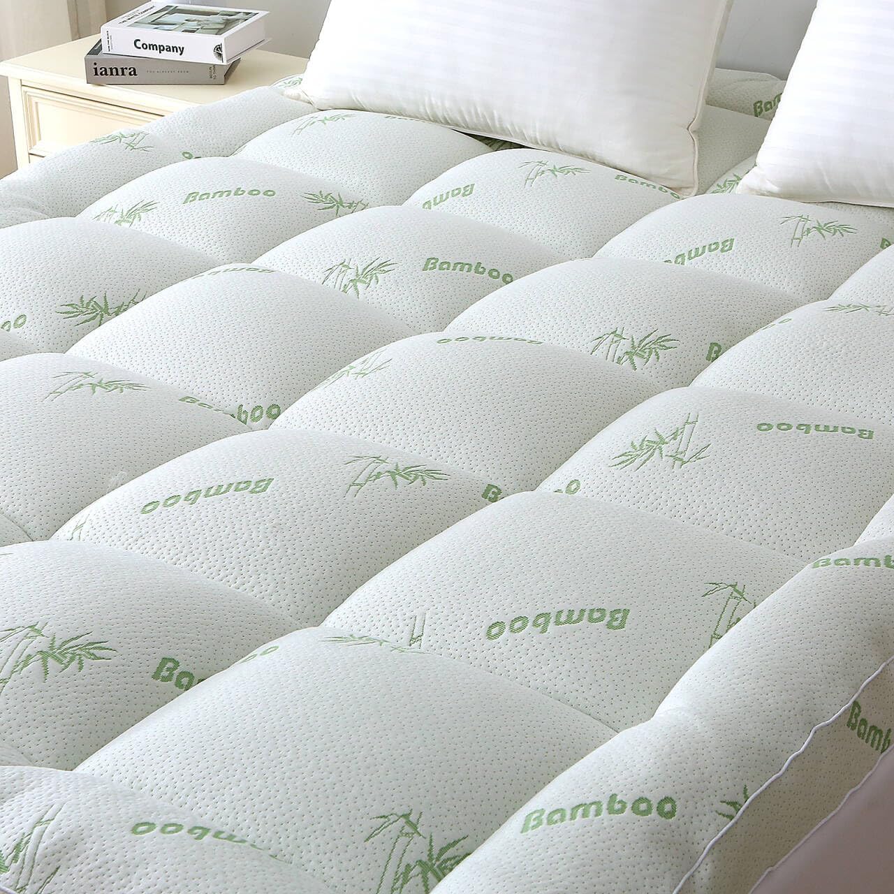 Detalle de BETENWEL California King Bamboo Mattress Topper, 1200 GSM Quilted, Cooling