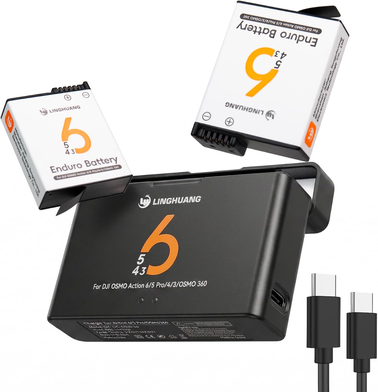 Detalle de OSMO Action 5 Pro Battery & Fast Charger Set (2 Pack) with 2100mAh Batteries and PD 9V Quick Charge