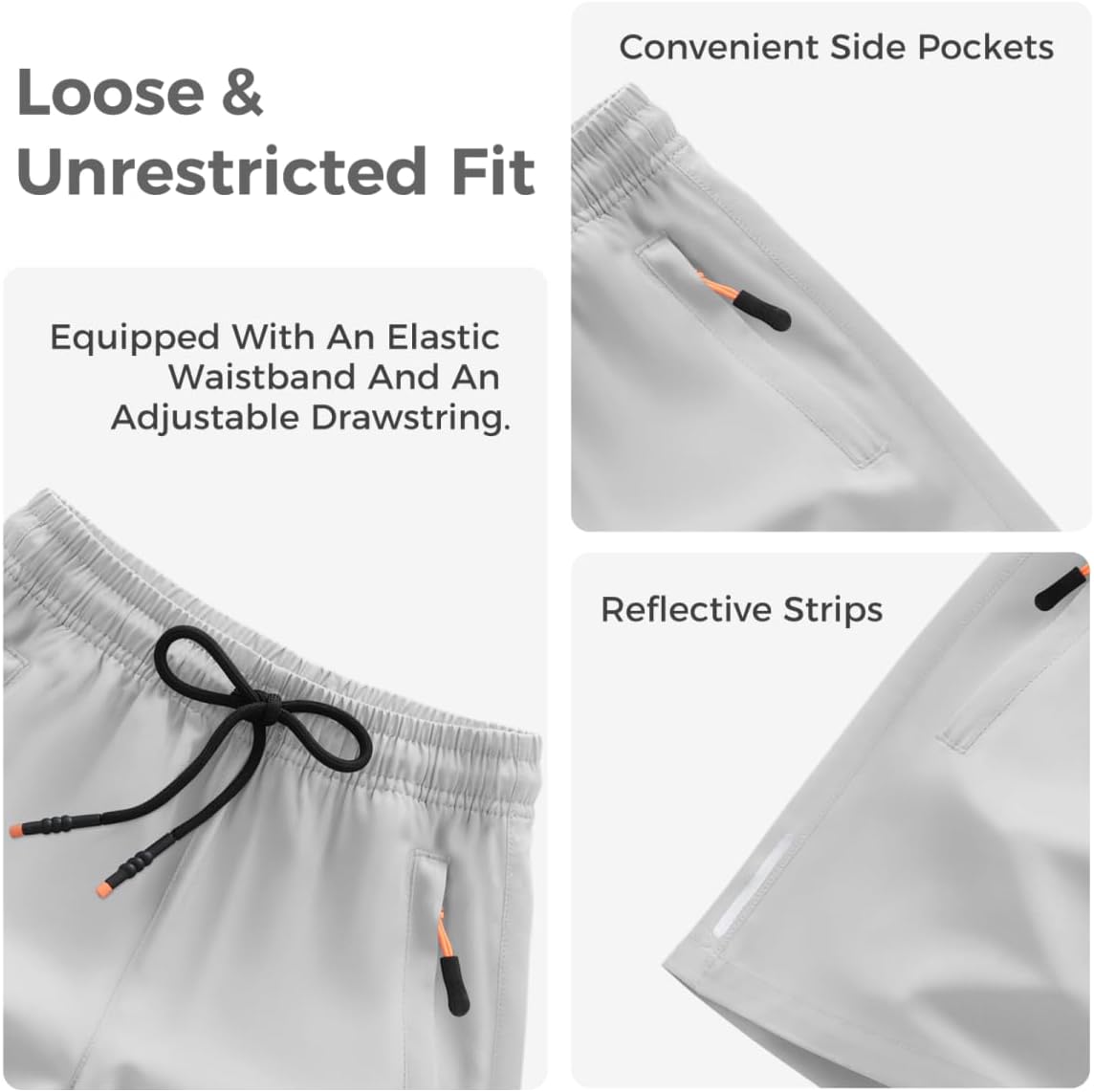 Detalle de ANHDM Boys Shorts Quick Dry Athletic Running Shorts with Zipper Pockets