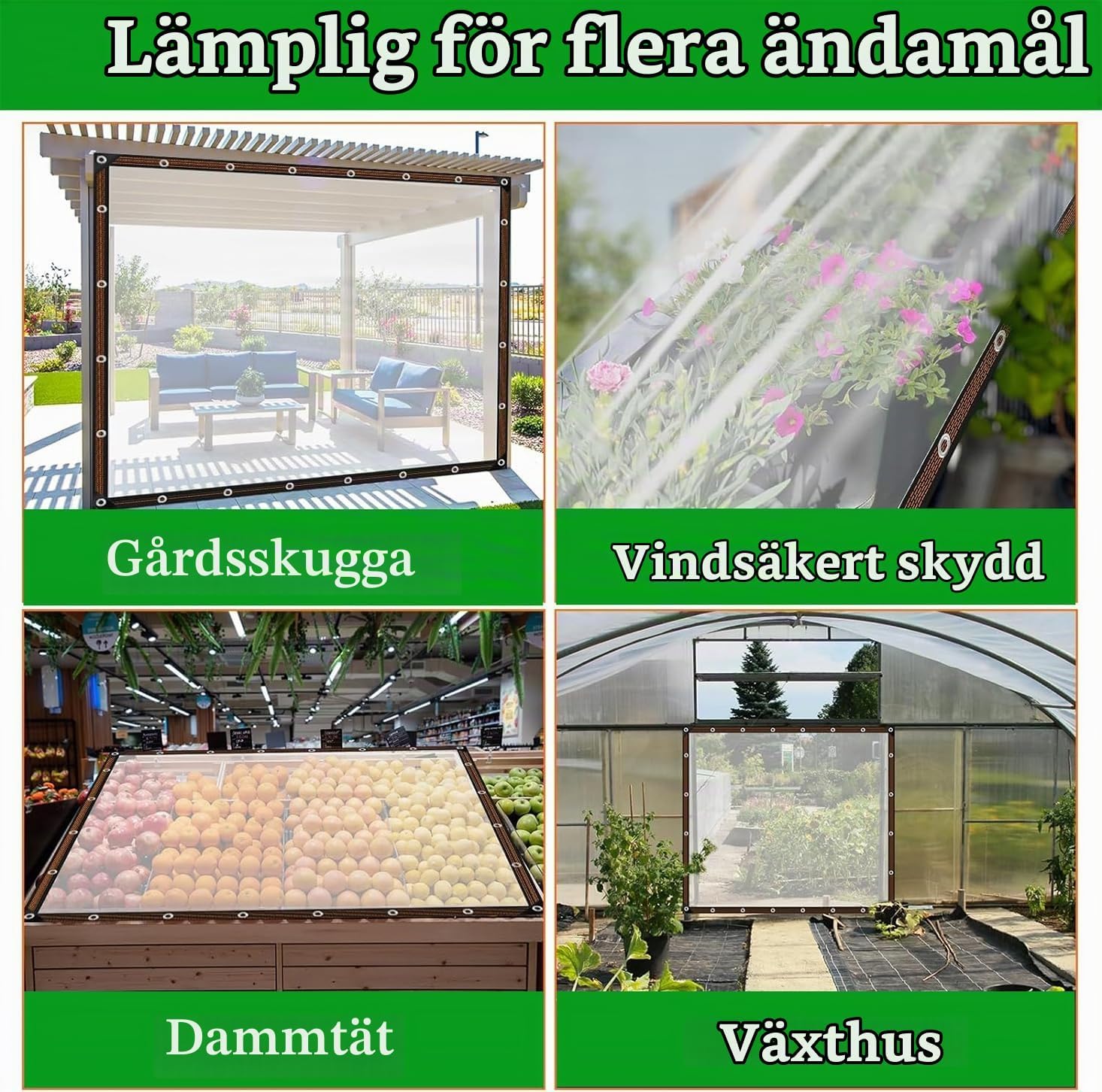 Detalle 2 de MYXKHYLL Tarps Heavy Duty Waterproof – transparent vattentät presenning med öljetter