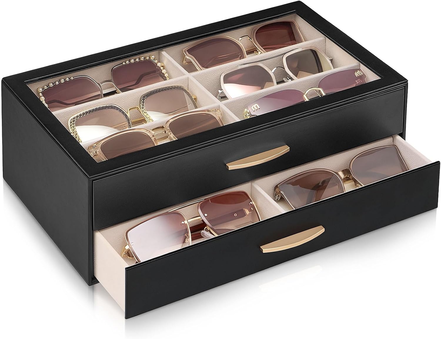 Detalle de Lolalet Women’s Sunglasses Box Organizer – Eyewear Display Holder with Drawer