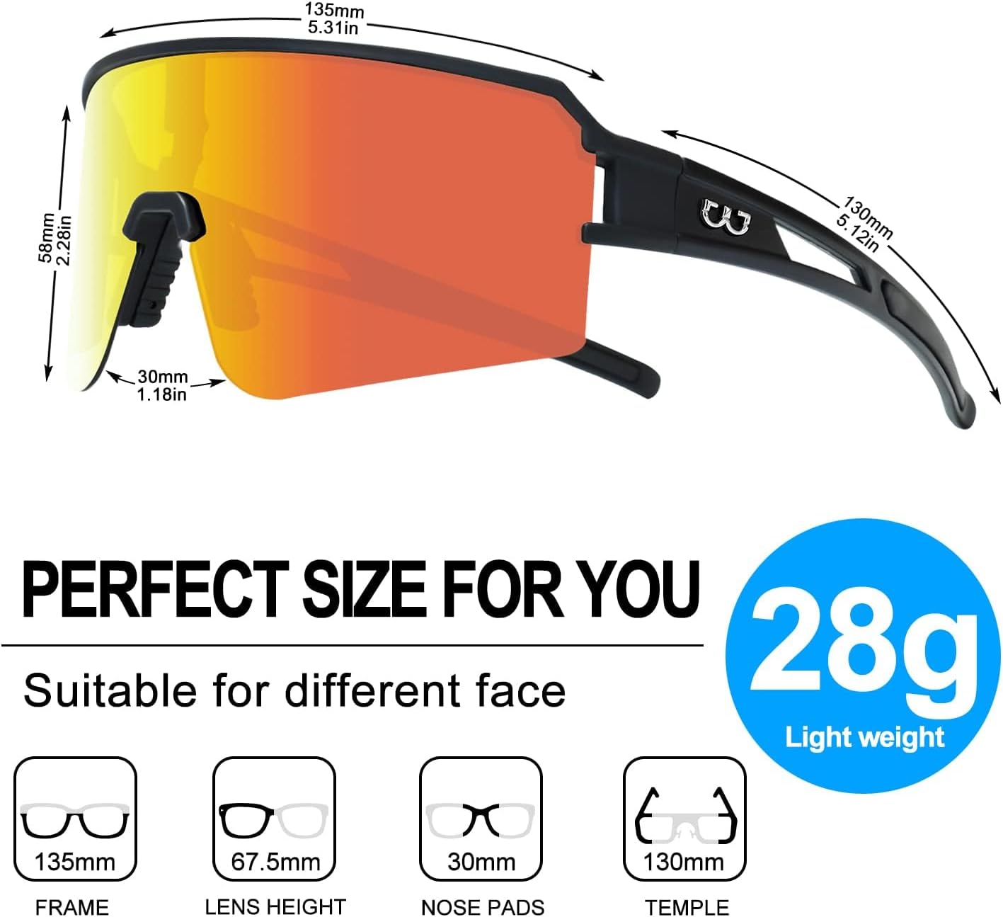 Detalle de SPOSUNE Polarisierte Fahrradbrille – UV400, leichtes TR90, für Mann und Frau