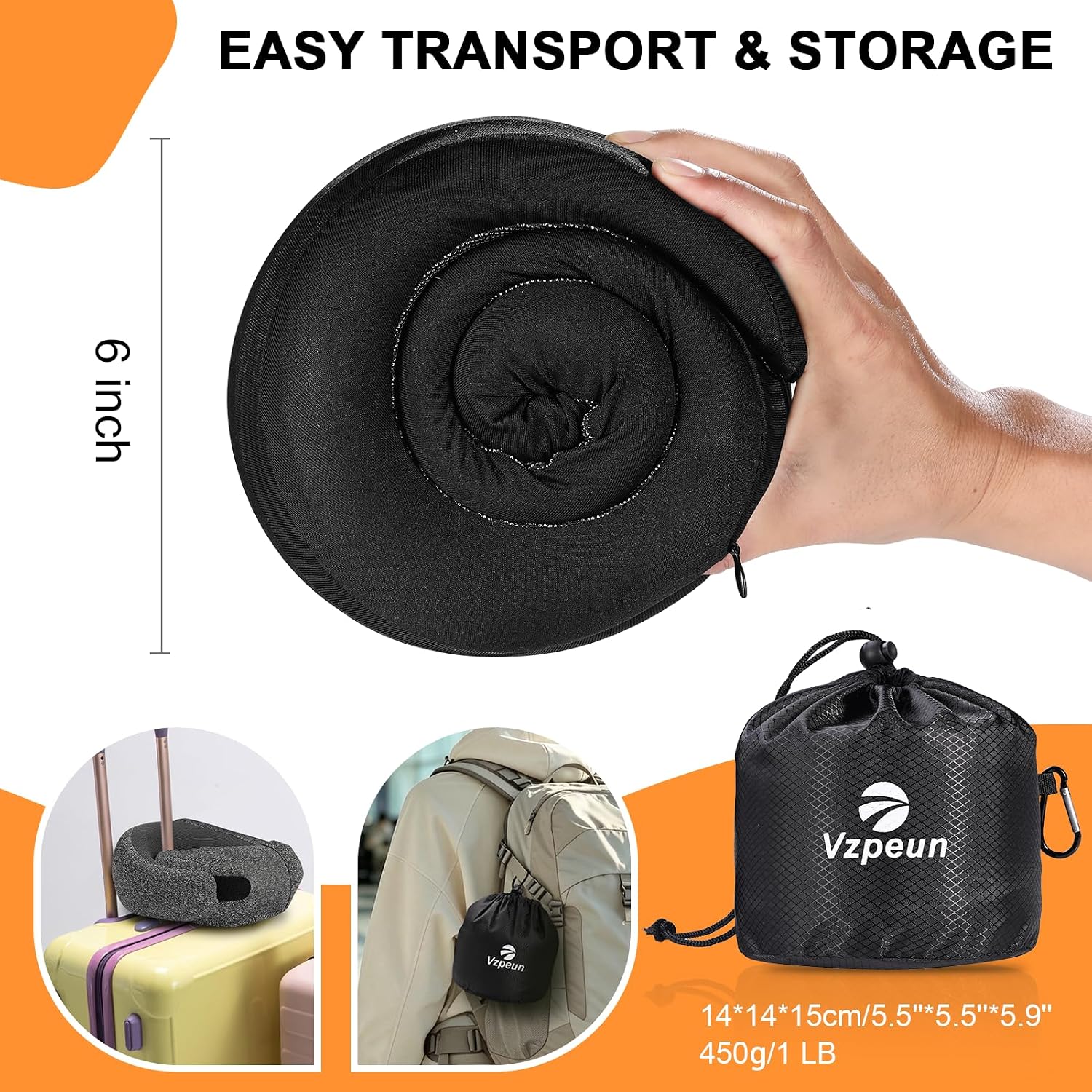 Thumbnail 5 de Vzpeun Travel Pillow - Hooded Memory Foam Neck Support for Air Travel