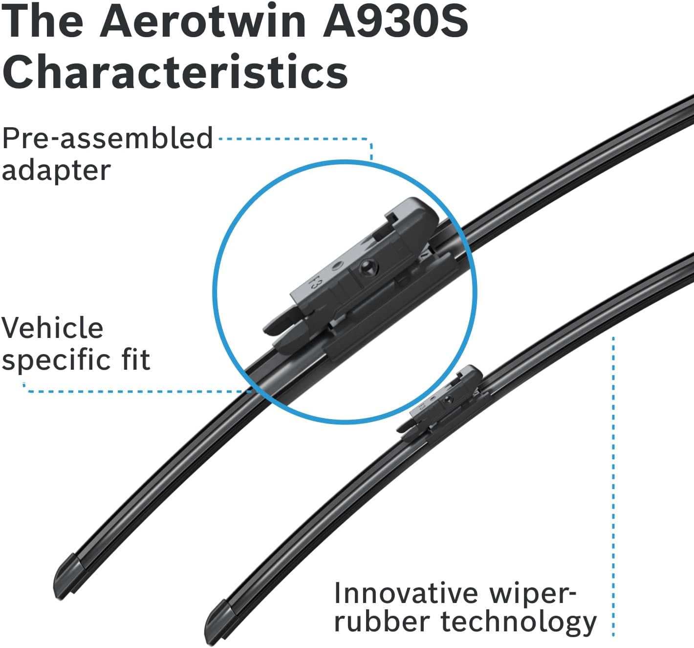 Detalle 2 de Bosch Aerotwin A 930 S front windscreen wiper blades set (2) — left-hand drive (EU)