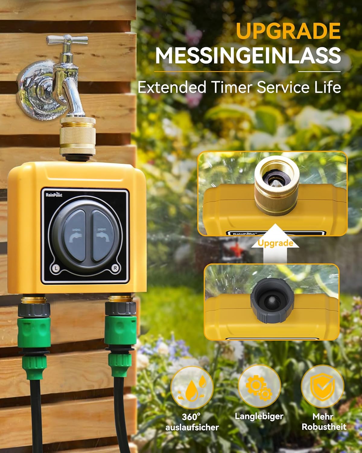 Thumbnail 1 de RAINPOINT Bewässerungscomputer WLAN 2 Ausgänge – 100% Messing-Einlass, ohne WiFi-Hub (TwG004WRF erforderlich) – flexible Bewässerung für Garten, Rasen und Gewächshaus