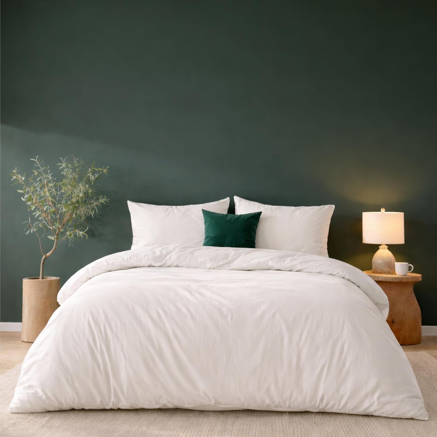 Detalle de Twinzen Housse de couette 240x220 cm en microfibre blanche avec 2 taies 50x80 cm (Oeko-Tex)