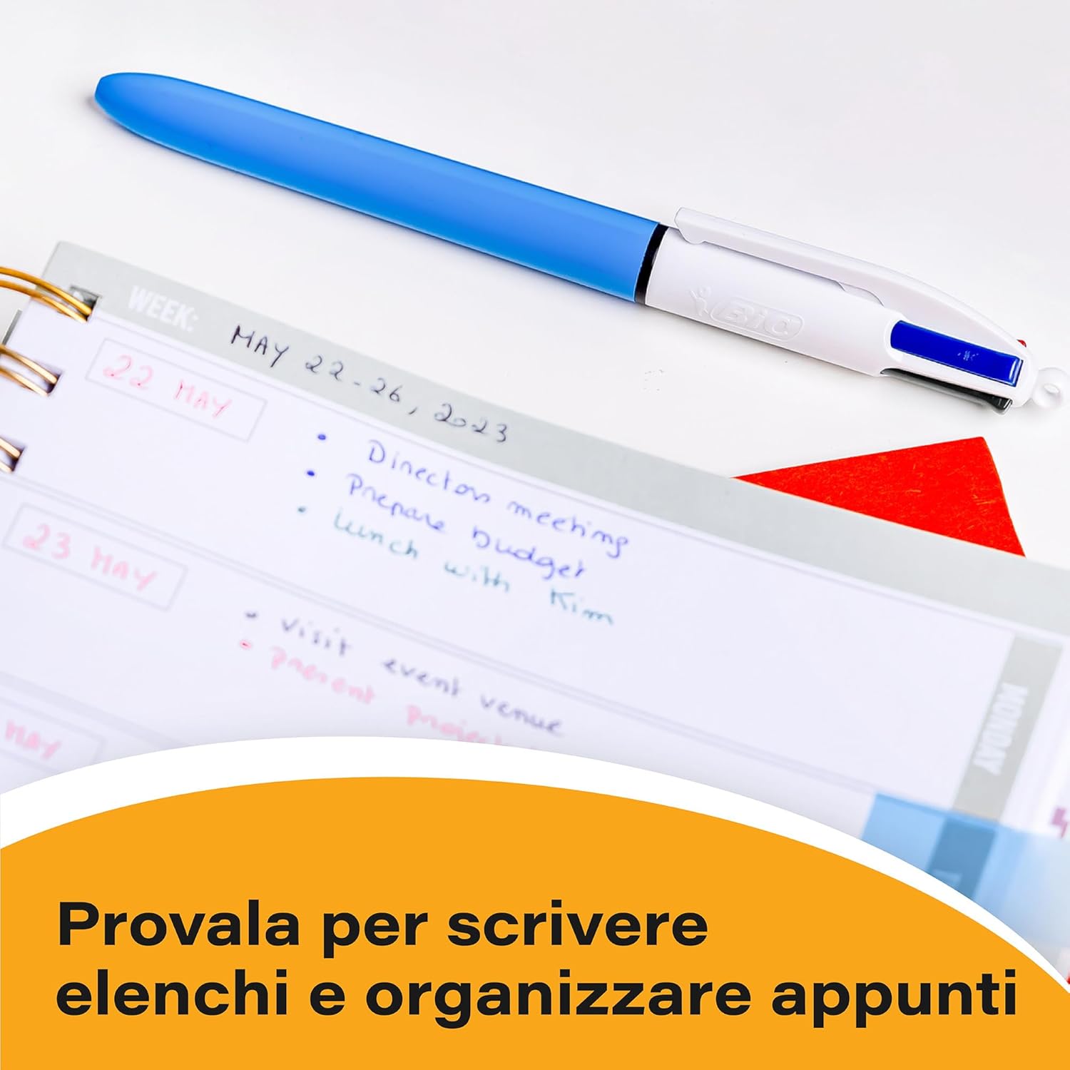 Detalle de BIC 4 Colori a Sfera – Penne Multicolore con Punta Media 1.0 mm, 12 Unità