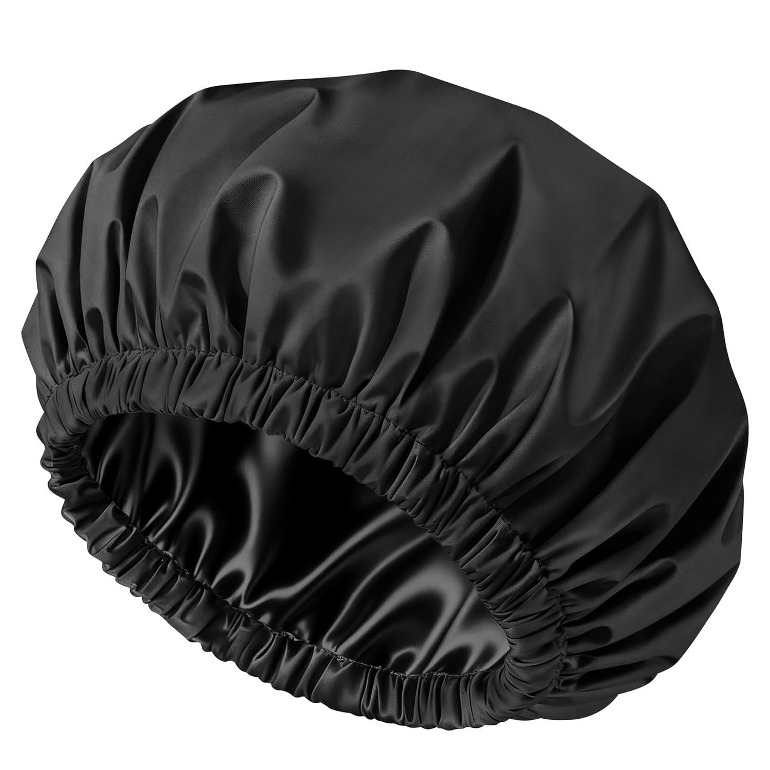 Doitory Satin Lined Shower Cap for Women – Reusable, Waterproof, Large Size