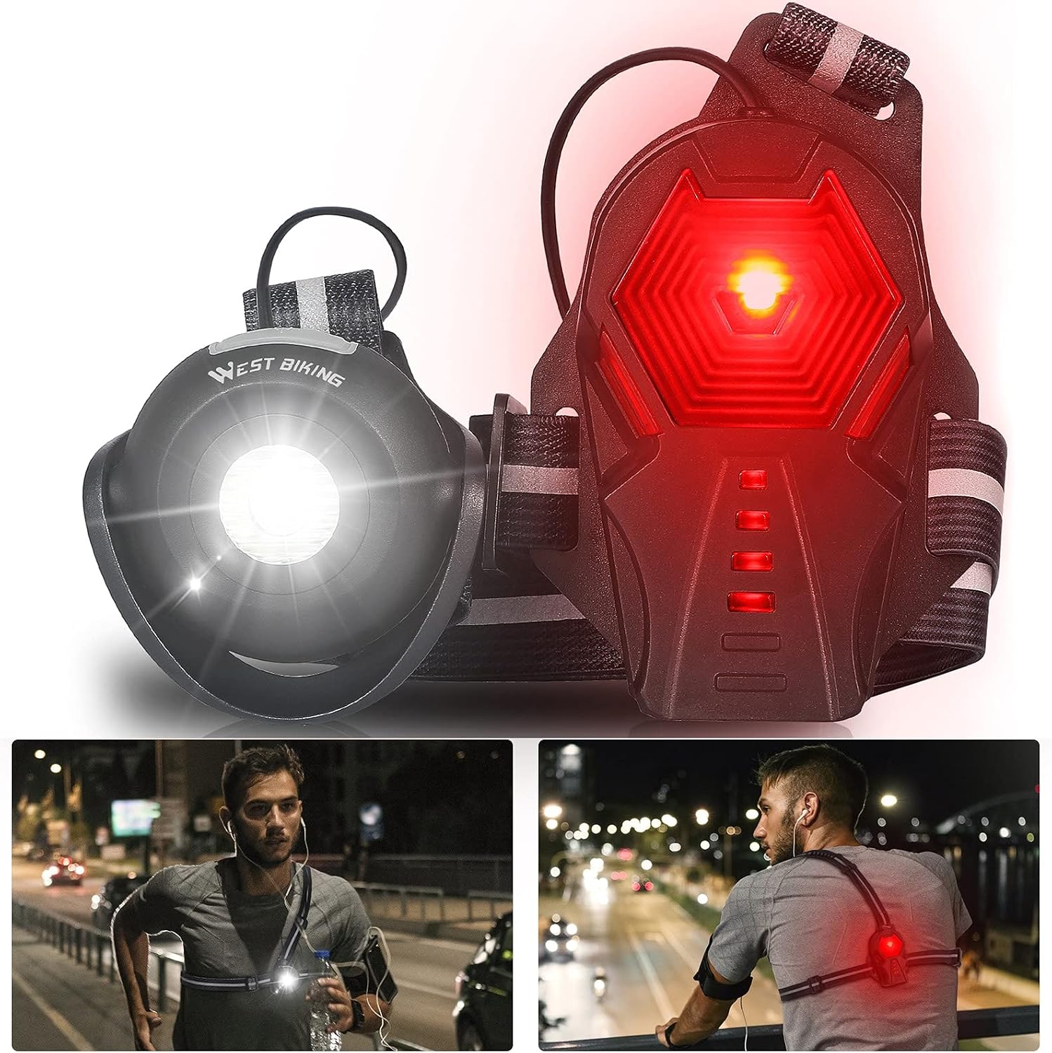 Detalle de HONGYEA 304A-Running lamp borstlamp, USB-oplaadbaar, 500 lumen