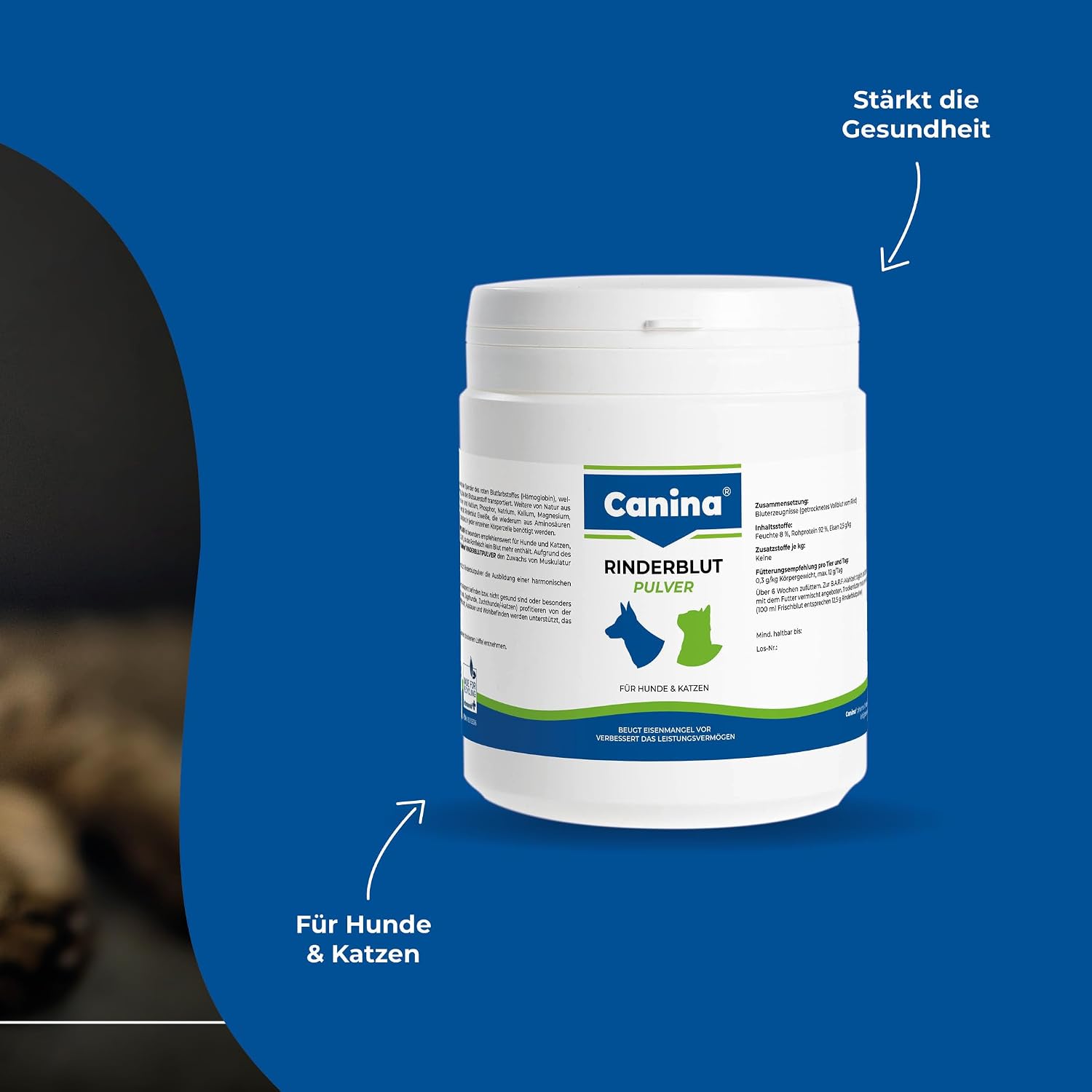 Detalle 2 de Canina Runderbloed Poeder voor honden en katten, 250 g