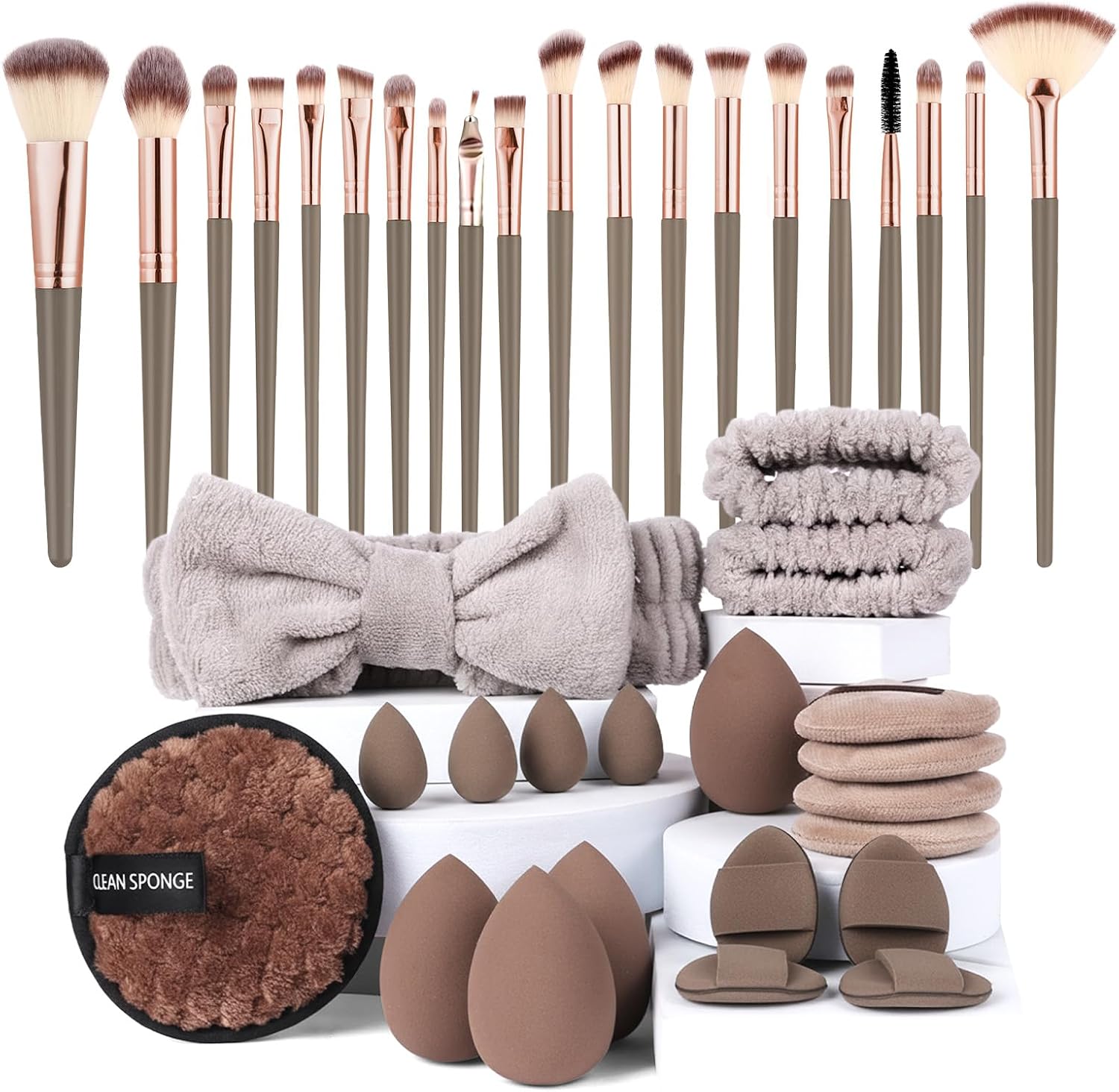 Detalle de Vicloon Set Pennelli Make up 40 strumenti (20 pennelli, spugne e accessori) per fondotinta, occhi e cipria
