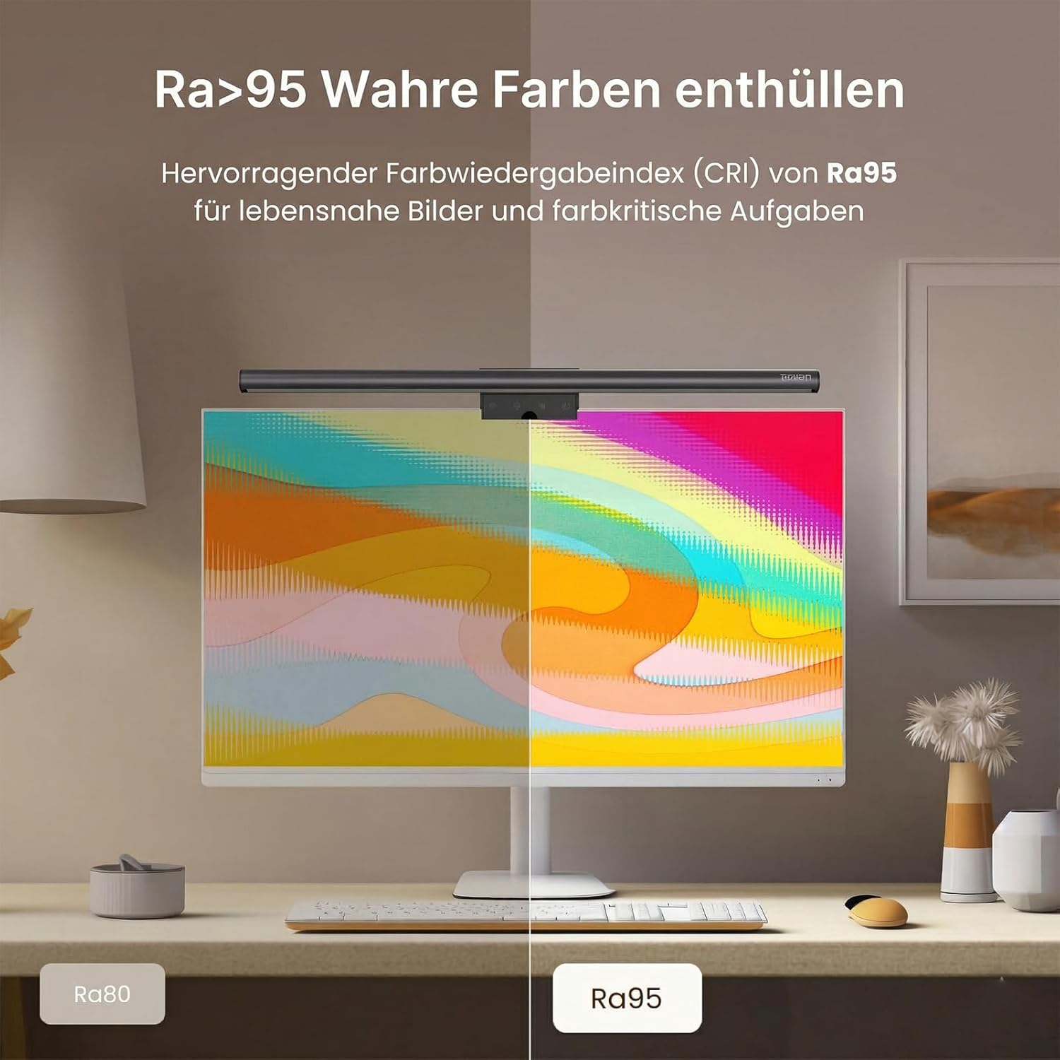 Detalle de Yeelight Monitor Lampe LED mit Fernbedienung & Touch Control – 40 cm Lichtleiste für den Bildschirm