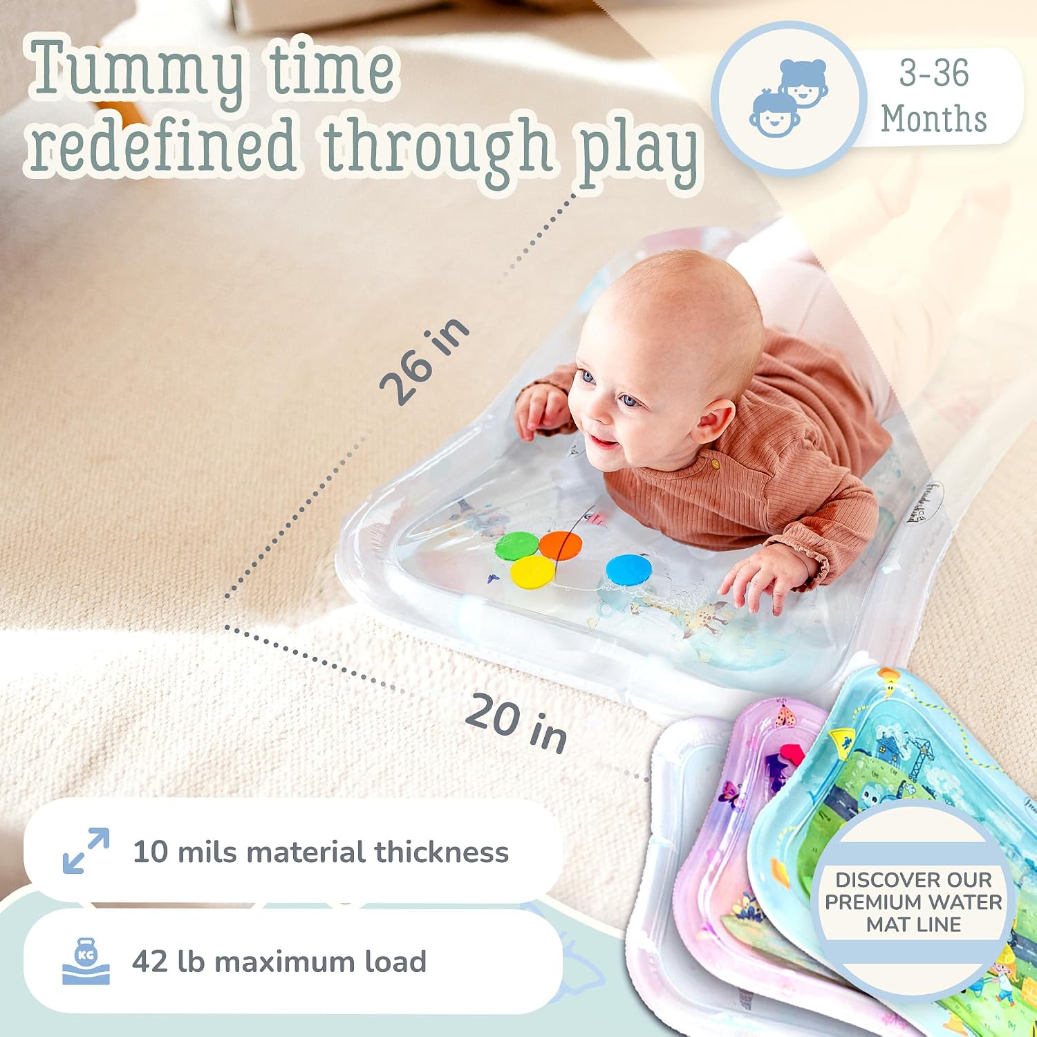 Thumbnail 4 de TummyTime Wassermatte von Freudeskind – Baby-Wasserspielmatte, phthalat- & BPA-frei (ab 0/3/6/9 bis 24 Monate)