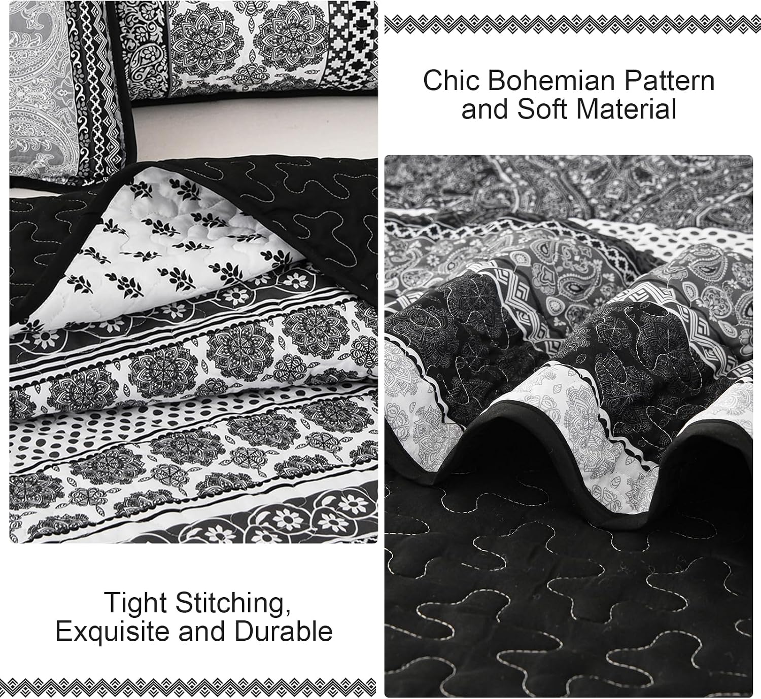 Thumbnail 5 de WONGS BEDDING Boho Stripe Quilt Set King 104x90
