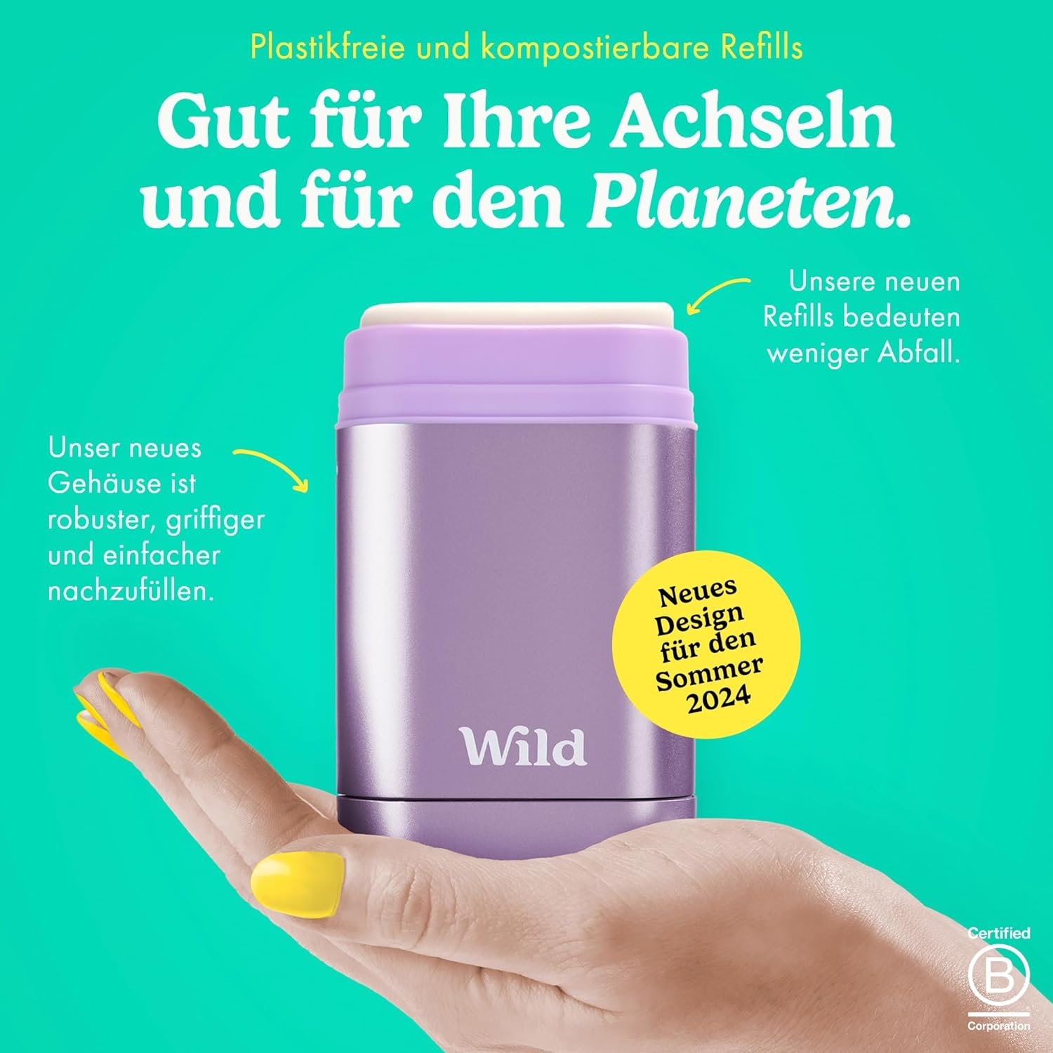 Thumbnail 1 de Wild Natürliches nachfüllbares Deo – Aluminium Salze frei, lilafarbener Behälter, Remixes im Nachfüll-Sortiment
