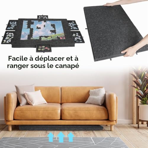 Thumbnail 7 de Tapis Puzzle 1000 Pièces avec 6 Tiroirs de Tri et Support – Purova, 77 x 53,6 cm