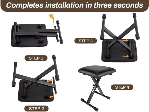 Detalle de AODSK AS-X21 Keyboard Bench, Adjustable Folding X-Style with Padded Seat