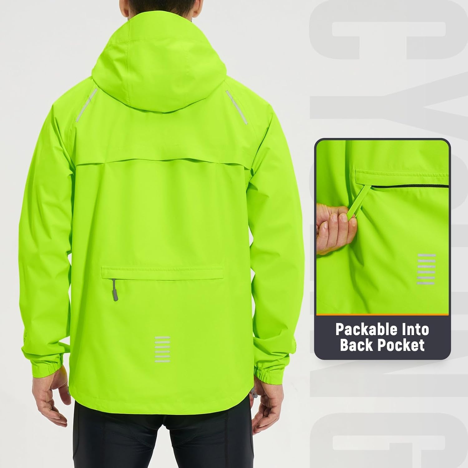 Detalle de baleaf Herren Regenjacke – Wasserdichte Fahrradjacke mit Kapuze, atmungsaktiv 10000 mm