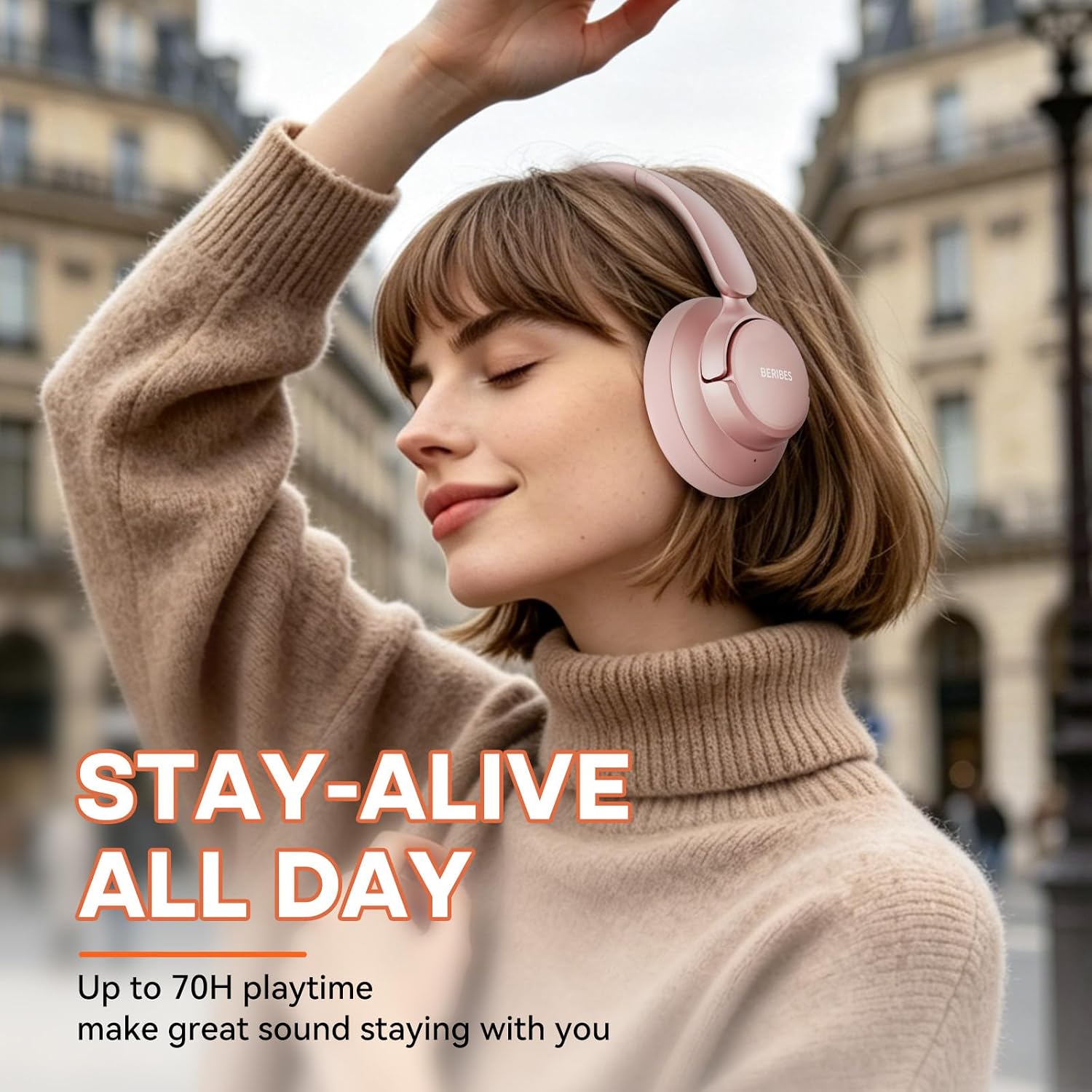 Detalle 1 de BERIBES Wireless Over-Ear Headphones, 70-Hour Playtime