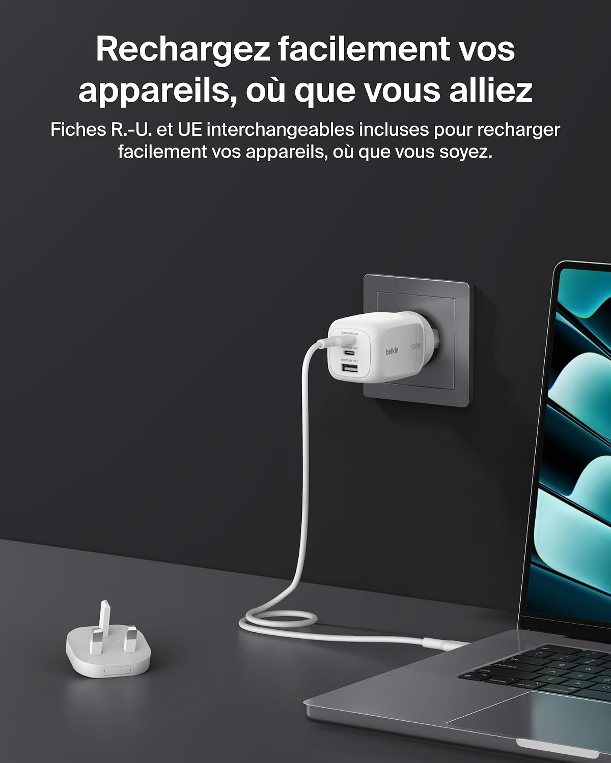 Detalle de Belkin Chargeur GaN 3 Ports USB‑C 100 W