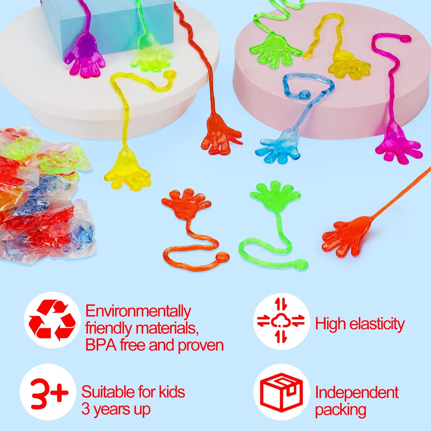 Thumbnail 6 de 100PCS Glitter Sticky Hands Party Favors 100pcs