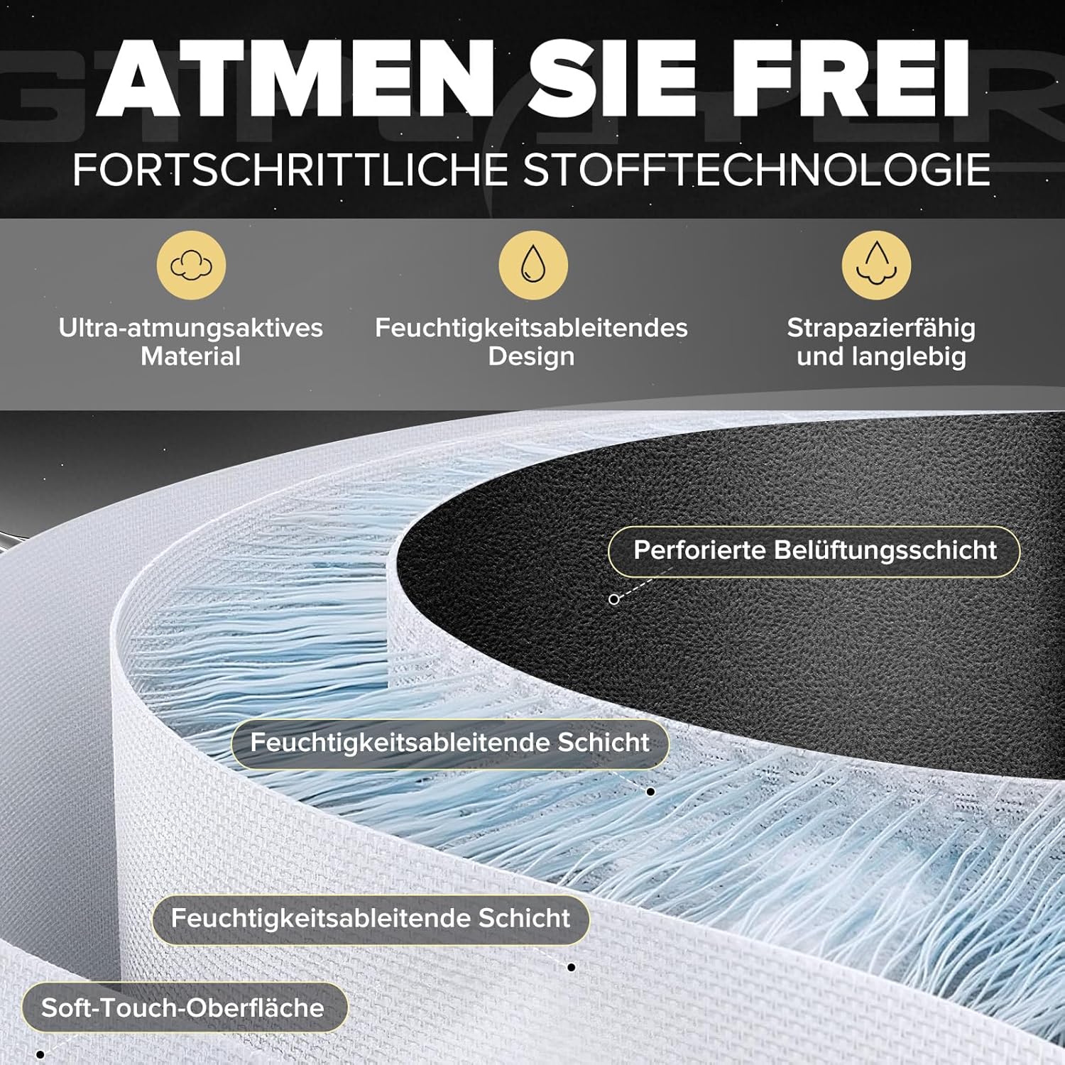 Detalle 2 de GTPLAYER Gaming Stuhl – Ergonomischer Stoff-Gamingstuhl mit Lendenwirbelstütze und ausziehbarer Fußstütze