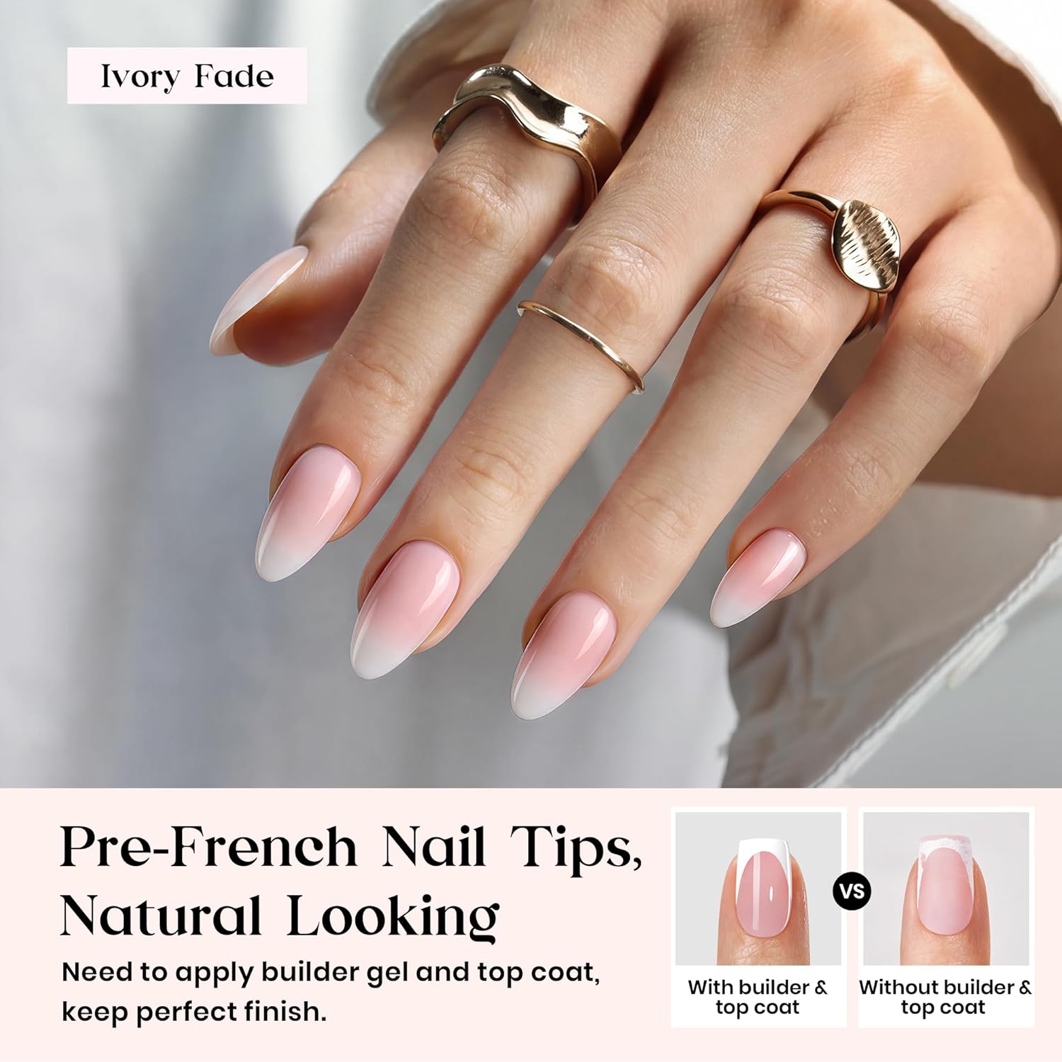 Detalle 2 de Beetles French Tip Press-On Nails 224 Stück