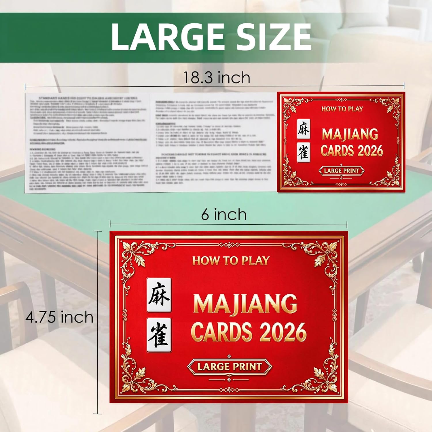 Thumbnail 1 de ReeRaa 2026 Large-Print Mahjong Reference Cards, 4-Piece Set
