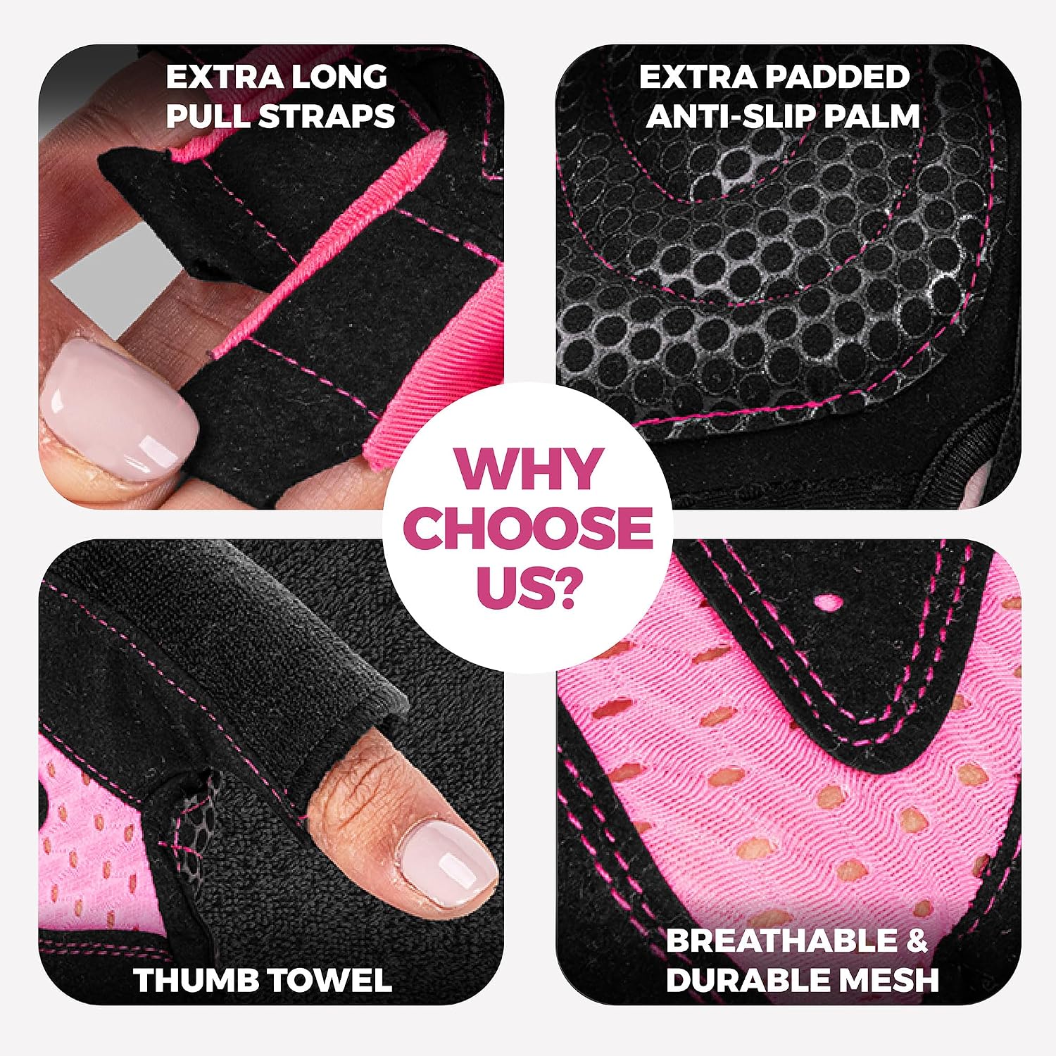 Detalle de MhIL Women's Workout Gloves with Breathable Mesh, Padded Grip and Wrist Wraps