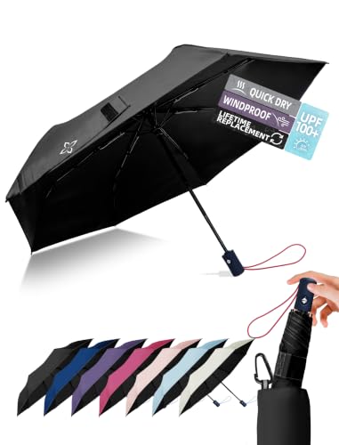 Detalle de LILAC Compact Travel Umbrella, 43-inch Canopy, UPF 100+ and Windproof Frame