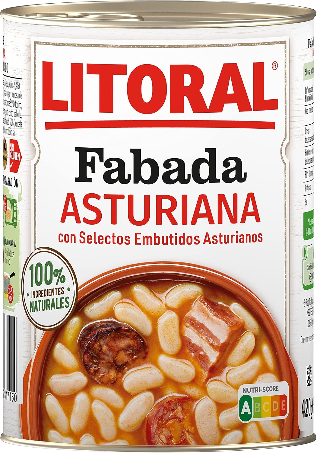Detalle de LITORAL Fabada Asturiana Sin Gluten 🍲 Pack 6x420 g