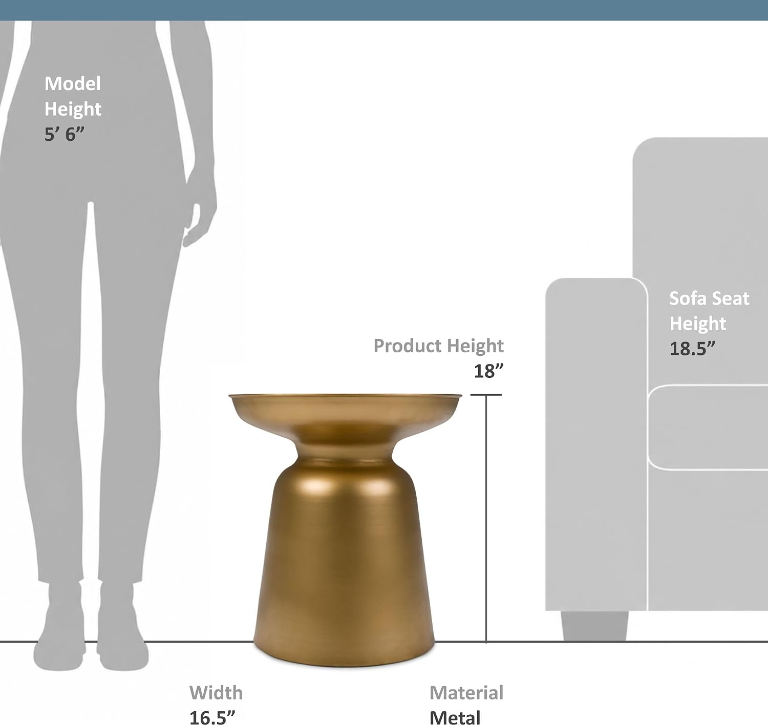 Detalle de SIMPLIHOME Drum Table, 17-Inch