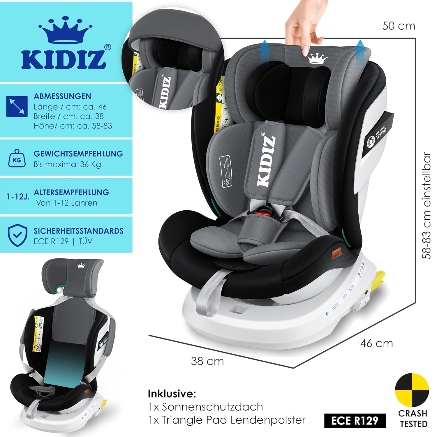 Thumbnail 6 de KIDIZ Kindersitz 0–36 kg 👶