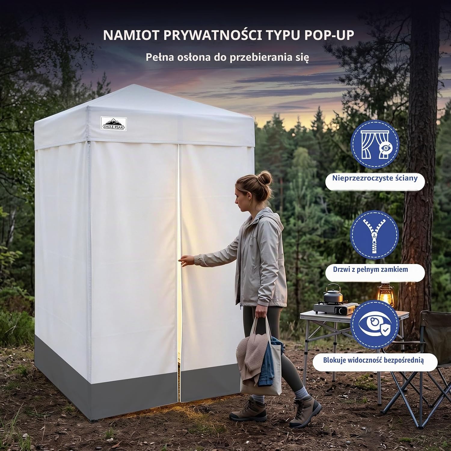 Detalle 2 de EAGLE PEAK Flex Ultra Compact 4x4 – przenośna przebieralnia z zamykanymi ściankami