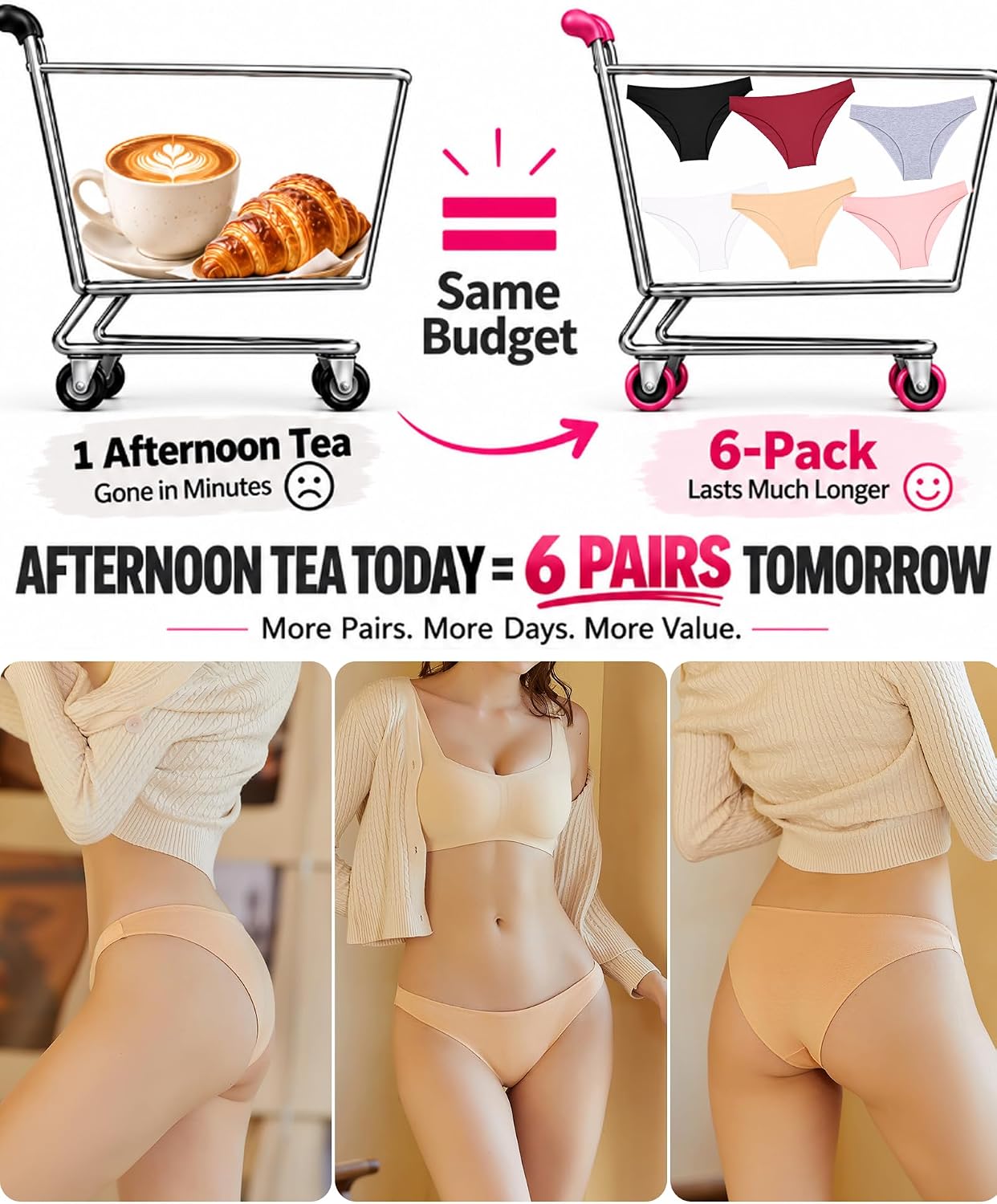 Detalle de FINETOO Cotton Bikini Underwear, 6-Pack